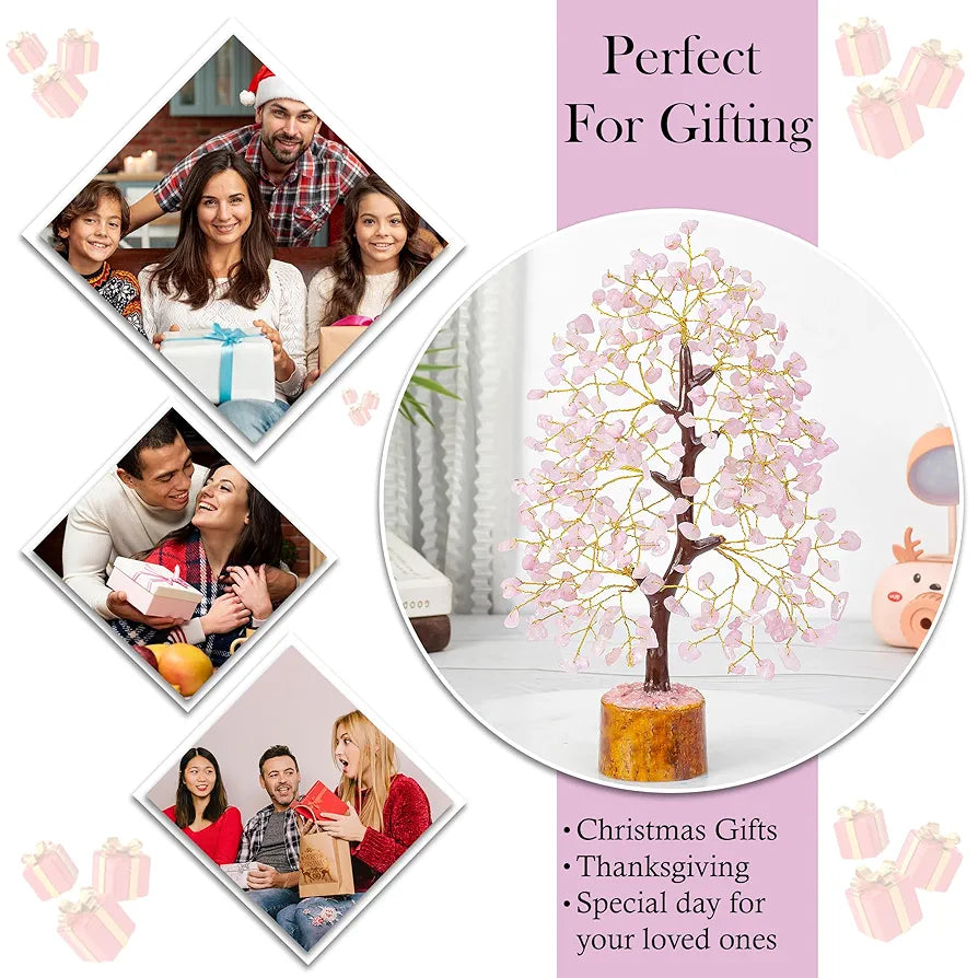 Bezavo Rose Quartz Crystal Tree Copper Wire