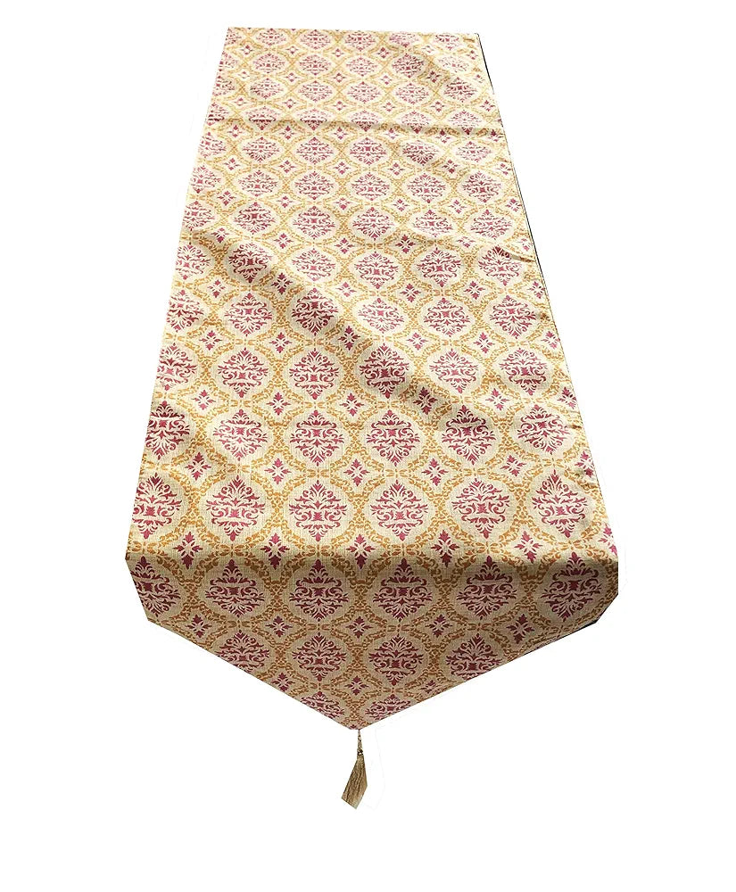 Pink Parrot Jute Silk Table Runner