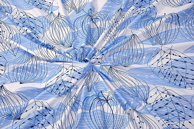 Huesland by Ahmedabad Cotton 144 TC Cotton Bedsheet for Double Bed King Size with 2 Pillow Covers | Blue & White