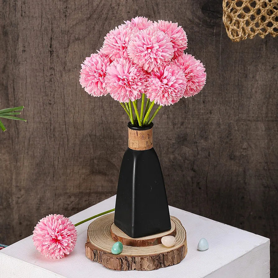 Artificial Chrysanthemum Hydrangea Ball Flower Sticks Pink