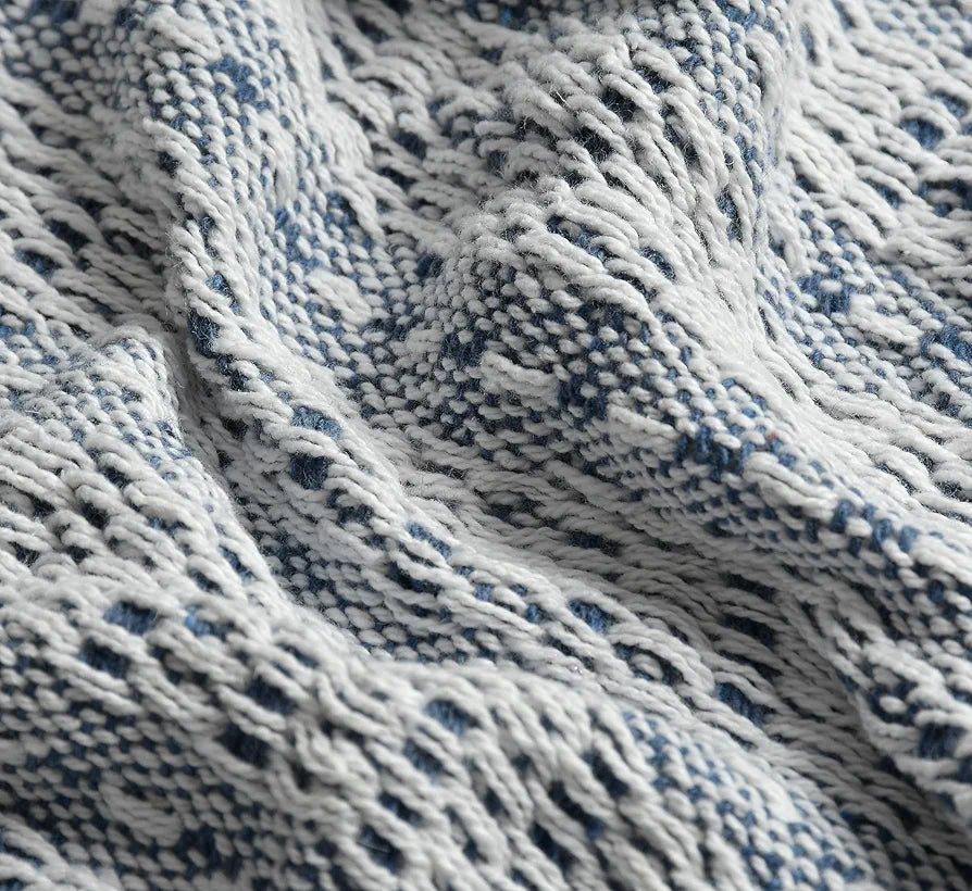 Sashaa World Cotton Striped Super Soft & Breathable Throw Colour Blue