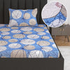 Divine Casa 144 TC Cotton Fitted Bedsheet for Single Bed 100% Cotton Floral Blue Size Colour Lichen Blue