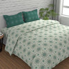 Huesland by Ahmedabad Cotton 144 TC King Size Bedsheet Cotton with 2 Pillow Covers | Mandala | Dark Green & Light Green