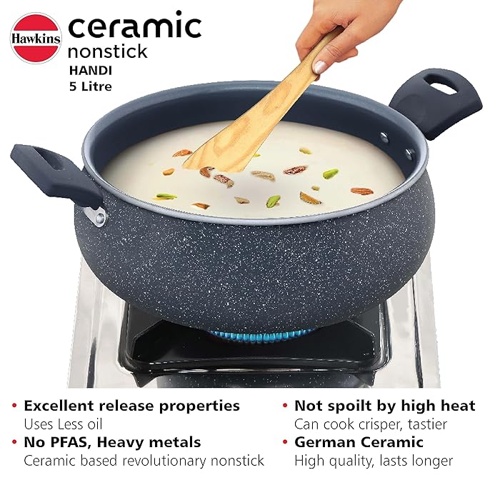 Hawkins Ceramic Nonstick Handi 5 litre Induction Biryani Pot