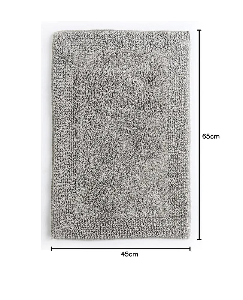 Sashaa World Super Absorbant Cotton Reversible Bath Rectangular Mat Bathroom Rugs Colour Grey