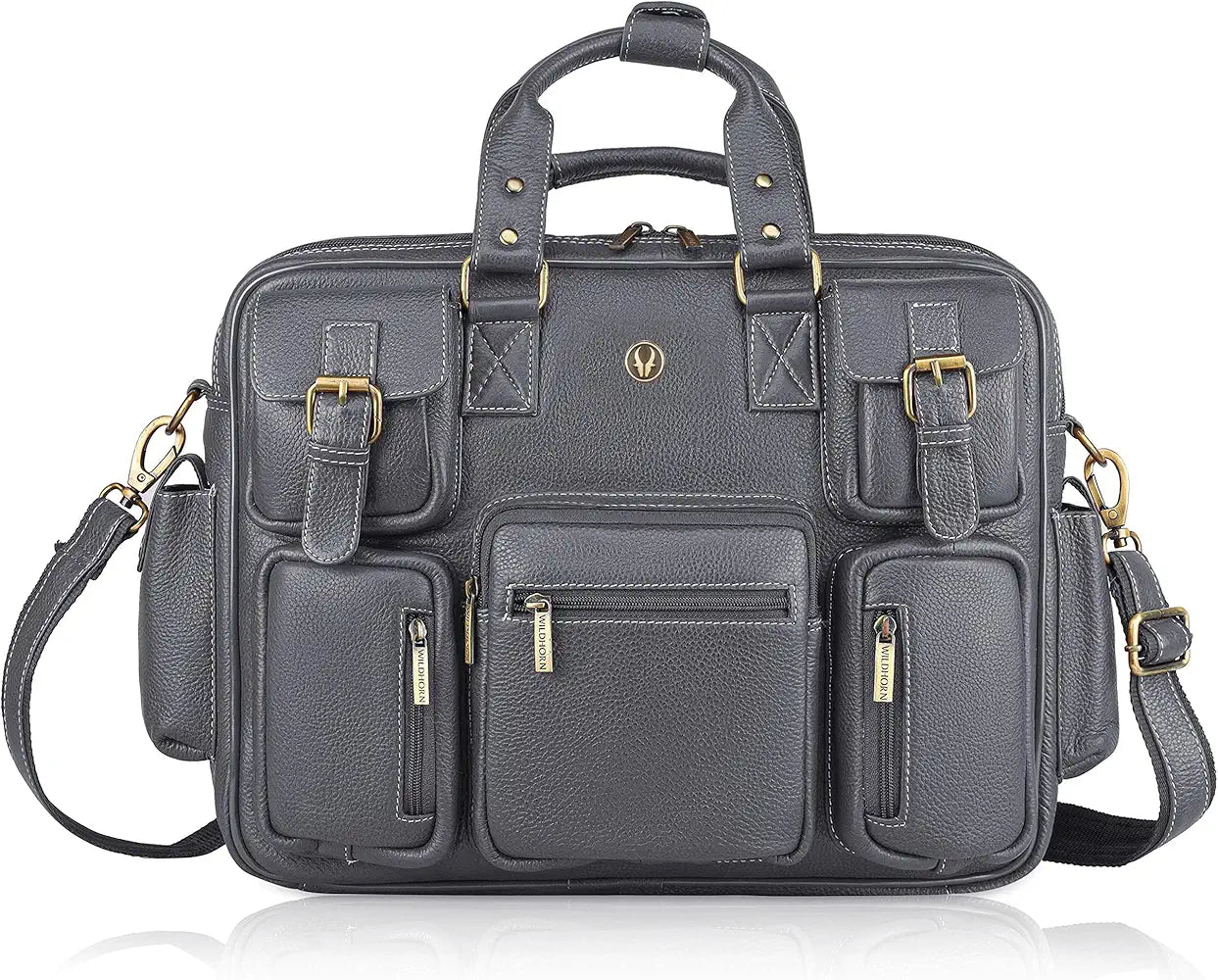 WildHorn Leather Laptop Bag for Men/Office Bag for Men | Fits Upto 15.6 Inch Laptop/MacBook | Laptop Messenger Bag/Leather Bag for Men I Dimension : L-16 inch W-4 inch H-13 inch
