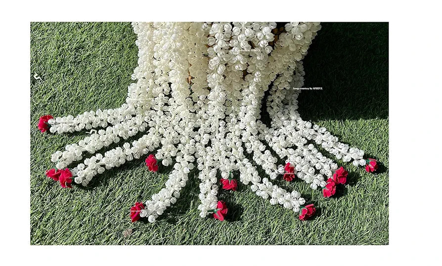 Artificial Jasmine Buds & Rose Strings Garlands Dark Pink