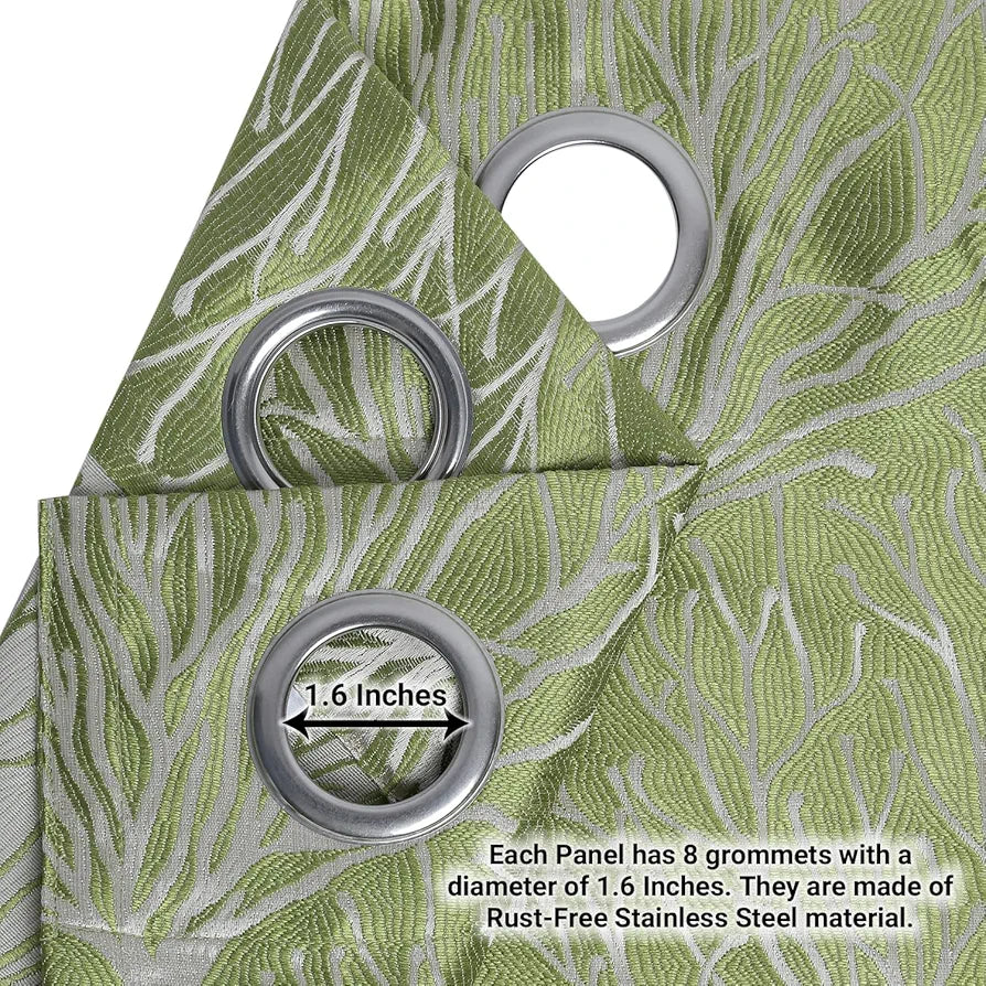 Cloth Fusion Jacquard Long Door Curtain 9 feet Set of 2 Green 02