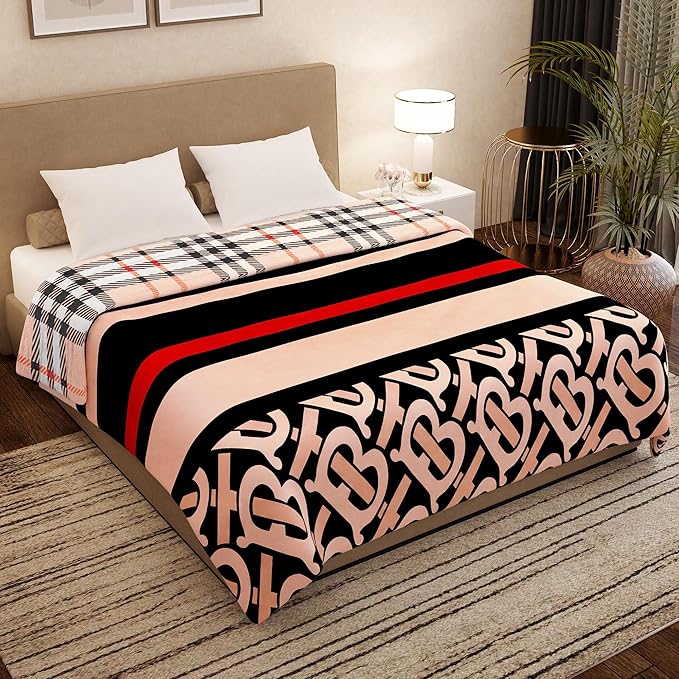 Story@Home Comforter Double Bed Blanket Double Size Blanket Beige & Black Colour