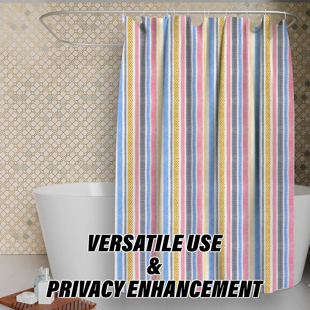 Kuber industries Lining Curtain for Bathroom Shower Curtain with 8 Rings Multicolor