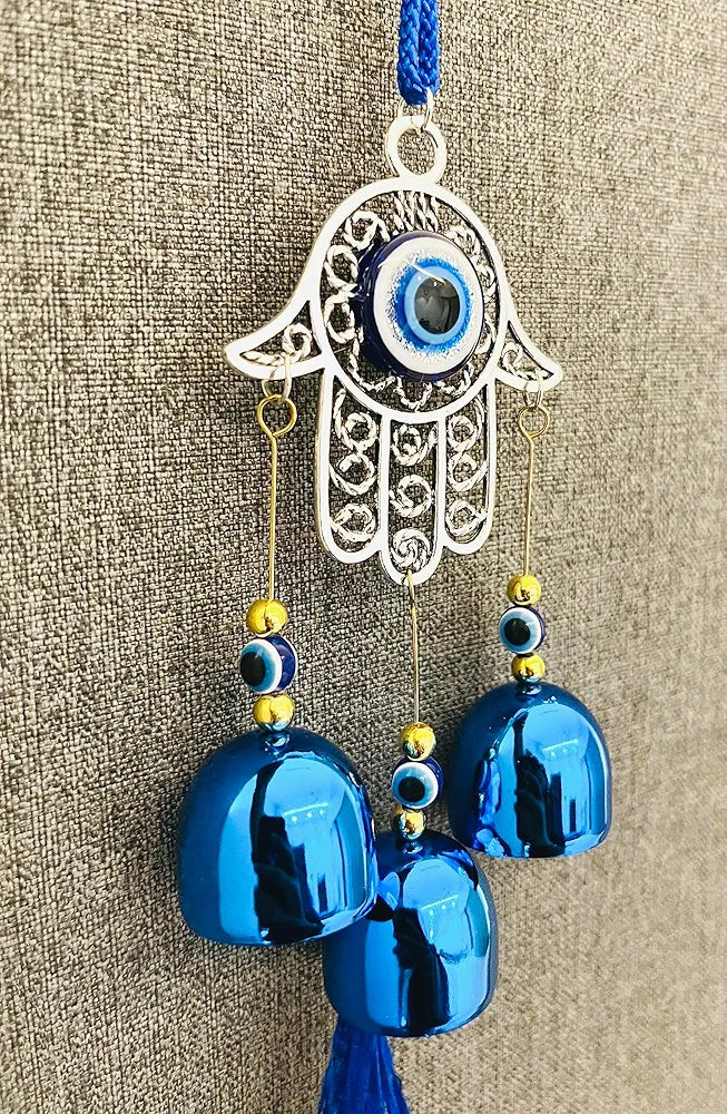 WS Evil Eye Wind Chime 3 Bells Evil Eye Wall Hanging