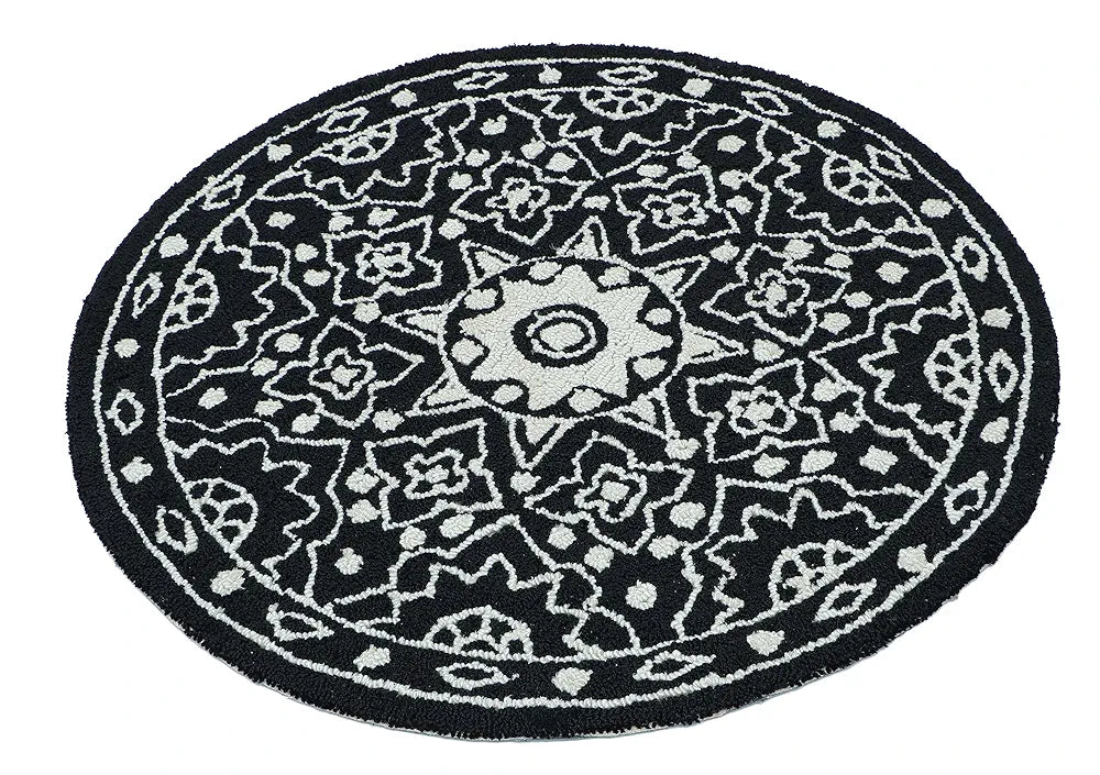 The Home Talk Tufted Round Wool Carpet Area Rugs for Living Room Bed Room