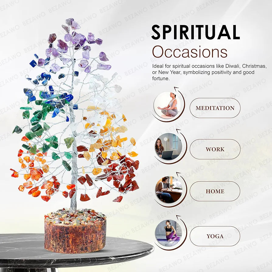 Bezavo Seven Chakra Crystal Tree Silver Wire