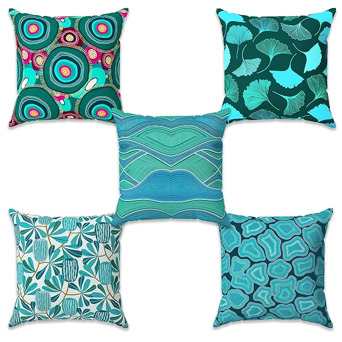 Story@Home Cushion Cover for Bedroom Living Room (Pack of 5 Pieces, Aqua Blue)