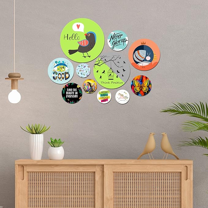 Artvibes Designer Mdf Wooden Wall Hangers for Home Decoration | Pack of 11 Pieces