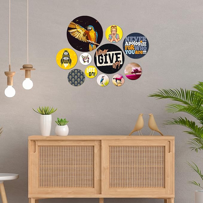 Artvibes Designer Mdf Wooden Wall Hanging for Home, Office | Set of 11 | Multicolour | Nature