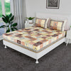 Kuber Industries Cotton Bedsheets for Double Bed with 2 Pillow Covers Candy Flower Brown & Yellow