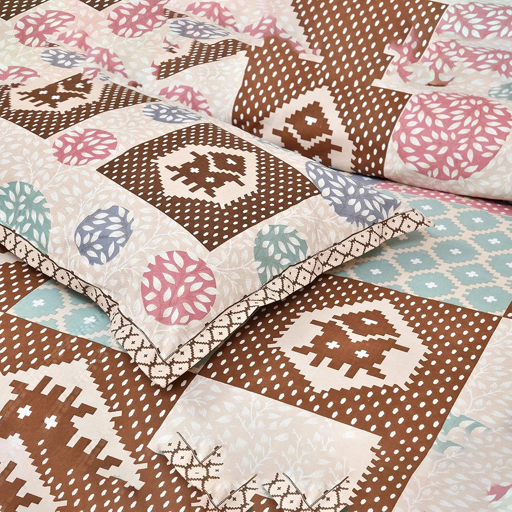 Kuber Industries Double Bedsheet with 2 Pillow Covers 186 TC Premium Cotton Cream