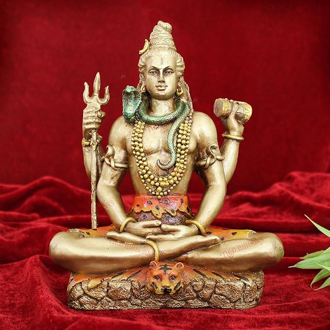 Tied Ribbons Lord Shiva Statue Blessing Idol Sculpture Murti Showpiece for Home Decor