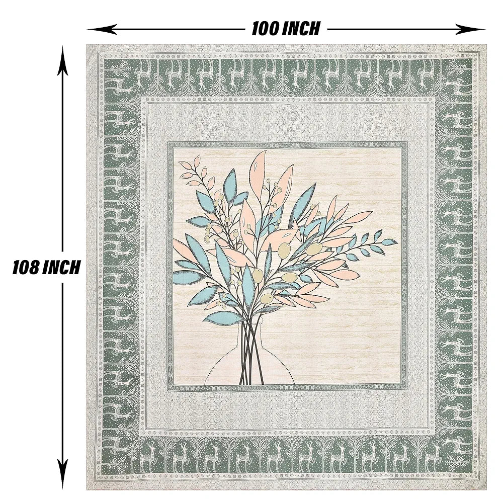 Kuber Industries Double Bedsheet with 2 Pillow Covers 160 TC Premium Cotton Photo Frame Tree Green