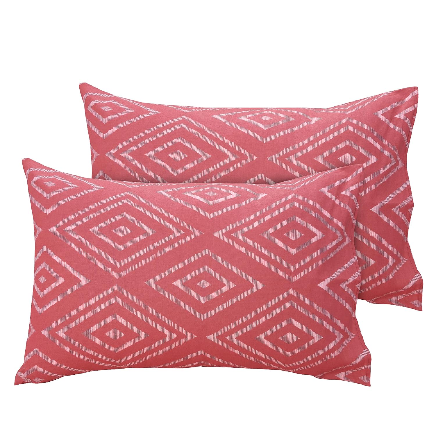Huesland by Ahmedabad Cotton 144 TC Cotton Pillow Covers Set of 2 | Peach Pink