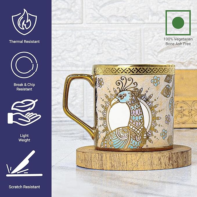 Femora Bone China Gloden Tea Cup | Crowned Gold | 160 Ml