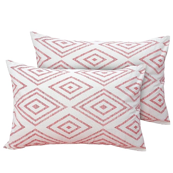 Huesland by Ahmedabad Cotton 144 TC King Size Bedsheet Cotton with 2 Pillow Covers | Peach Pink & White