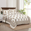 Kuber Industries Double Bedsheet with 2 Pillow Covers 160 TC Premium Cotton Dezier Flower Boota Beige