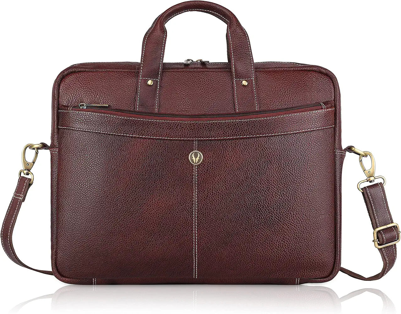 WildHorn Leather 15 inch Laptop Messenger Bag for Men I Padded Laptop Compartment with Adjustable Strap I Extra Zip Compartments I DIMENSION : L-16 inch W-3.2 inch H-13 inch