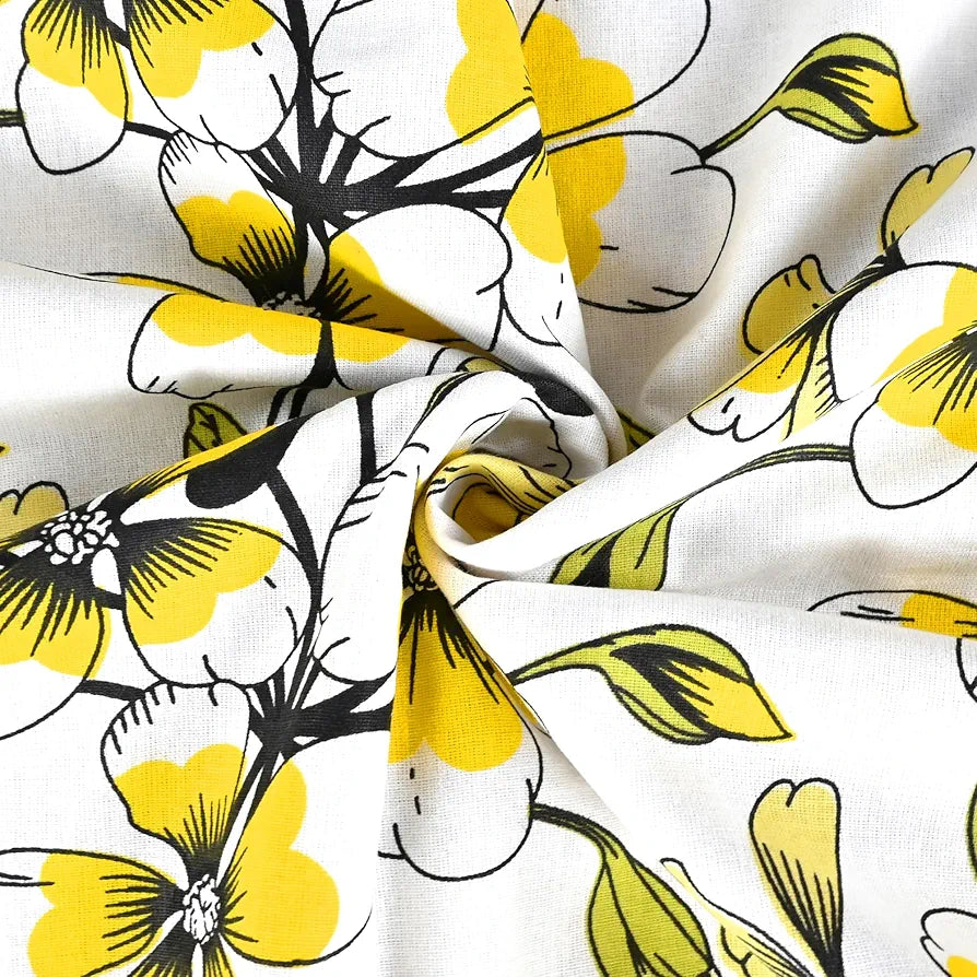 Divine Casa Floret 100% Cotton Single Dohar 120 GSM Soft & Lightweight Throw Blanket Colour Daffodil Yellow