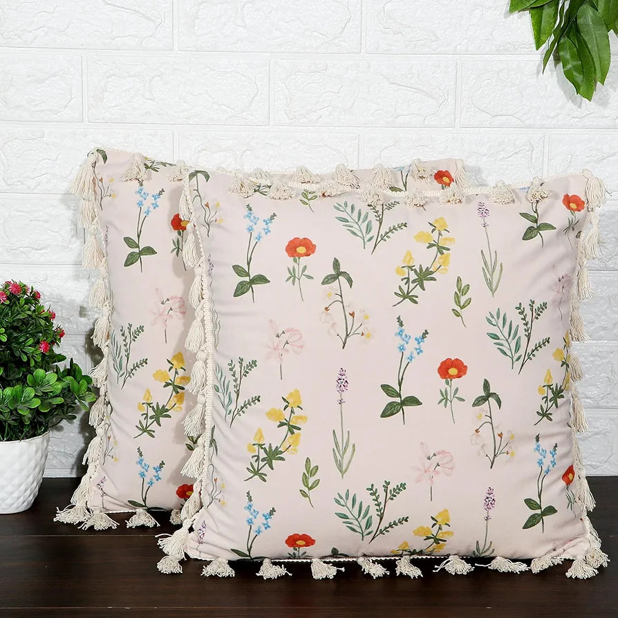 Ishro Home Premium Cushion Cover Colour Blooming Cranes Bill