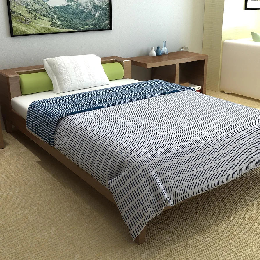 Divine Casa 120 GSM Microfiber Single Bed Comforter Soft & Lightweight Reversible AC Blanket Colour Blue Mirage