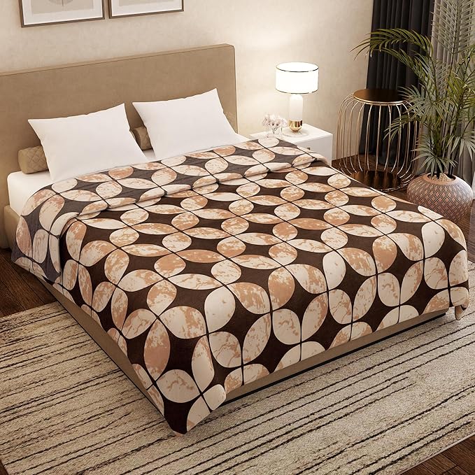 Story@Home Polyester All-Season AC Double Size Finley Blanket Colour Dark Brown
