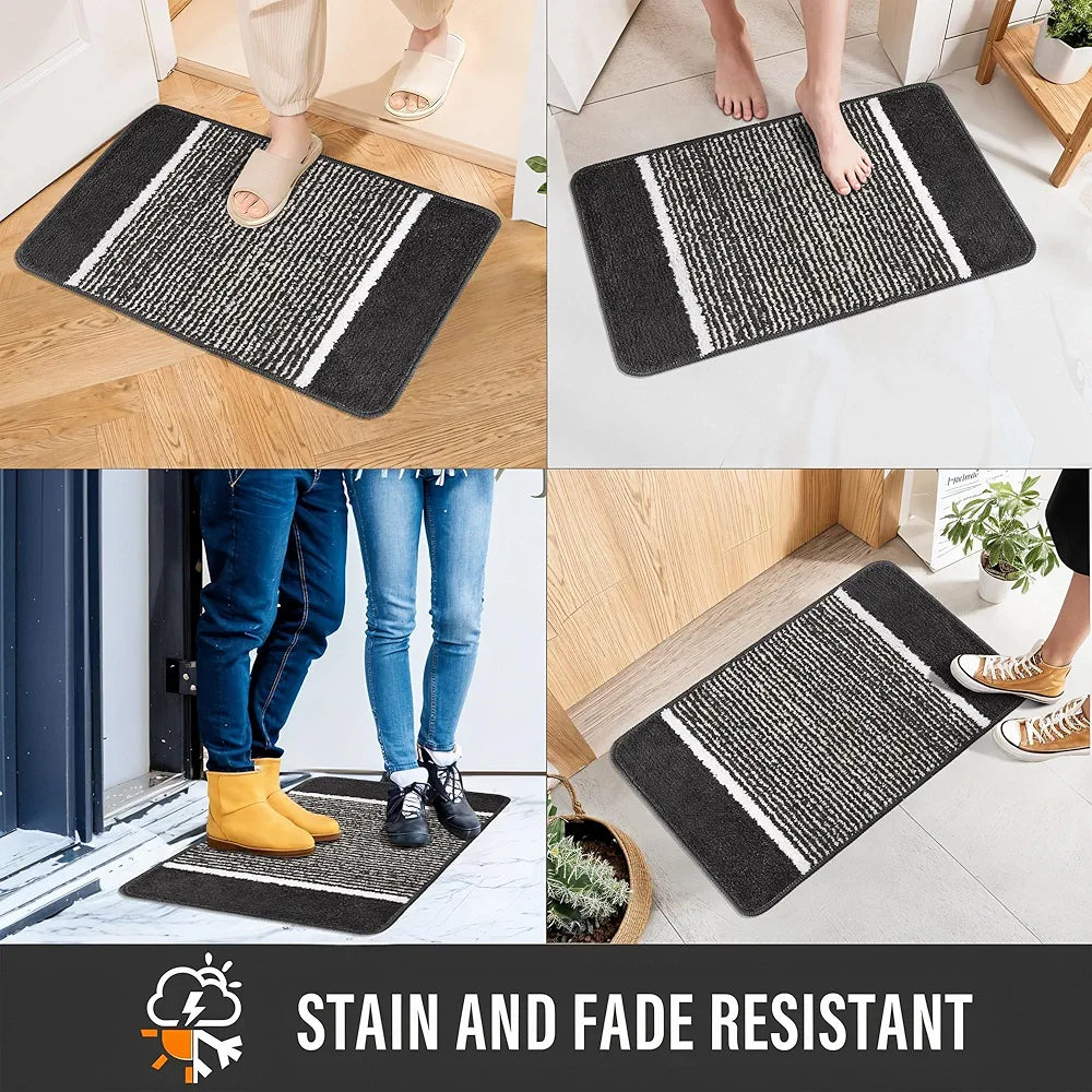 Kuber Industries Anti-Skid Water Absorbent Door Mats for Home Dark Grey Colour