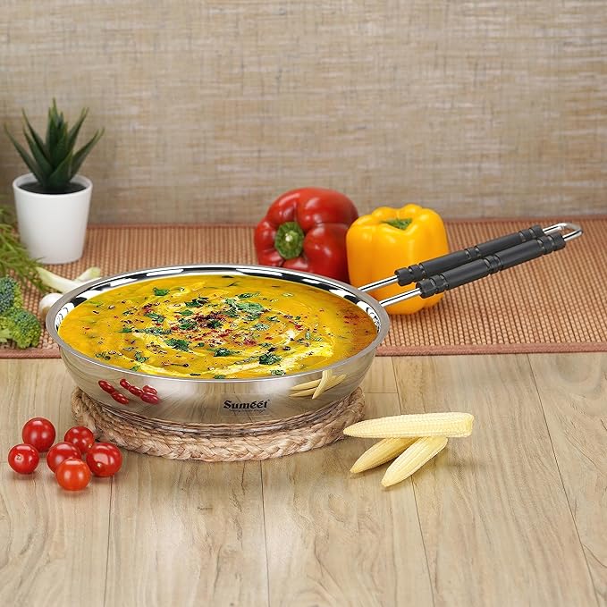 Sumeet Stainless Steel Induction Bottom Fry Pan 1.7 Liter 23.5 cm Dia Silver