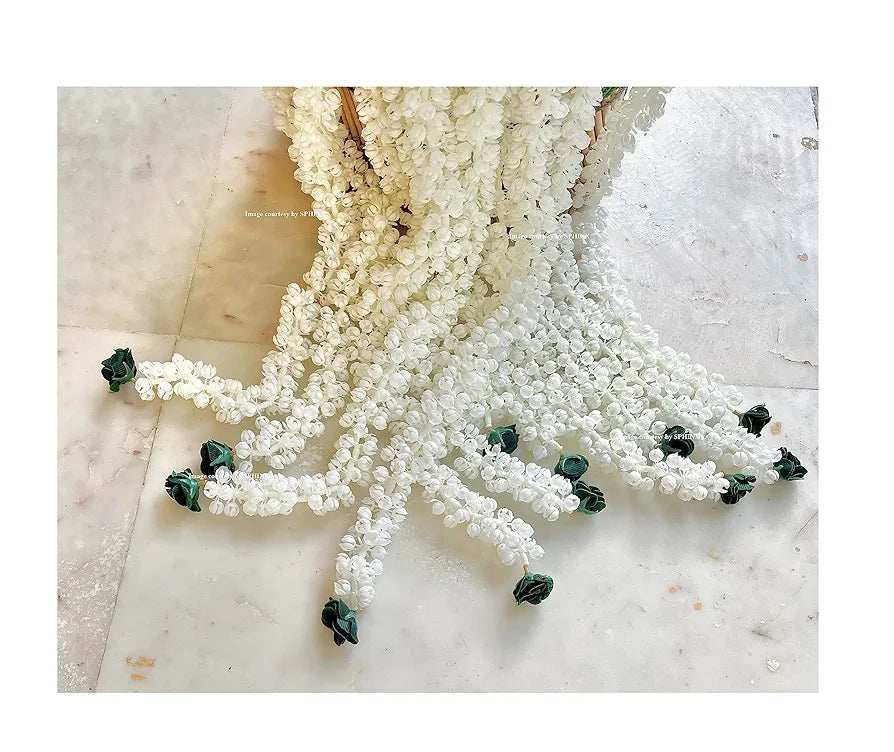 Artificial Jasmine Buds & Rose Strings Garlands Green