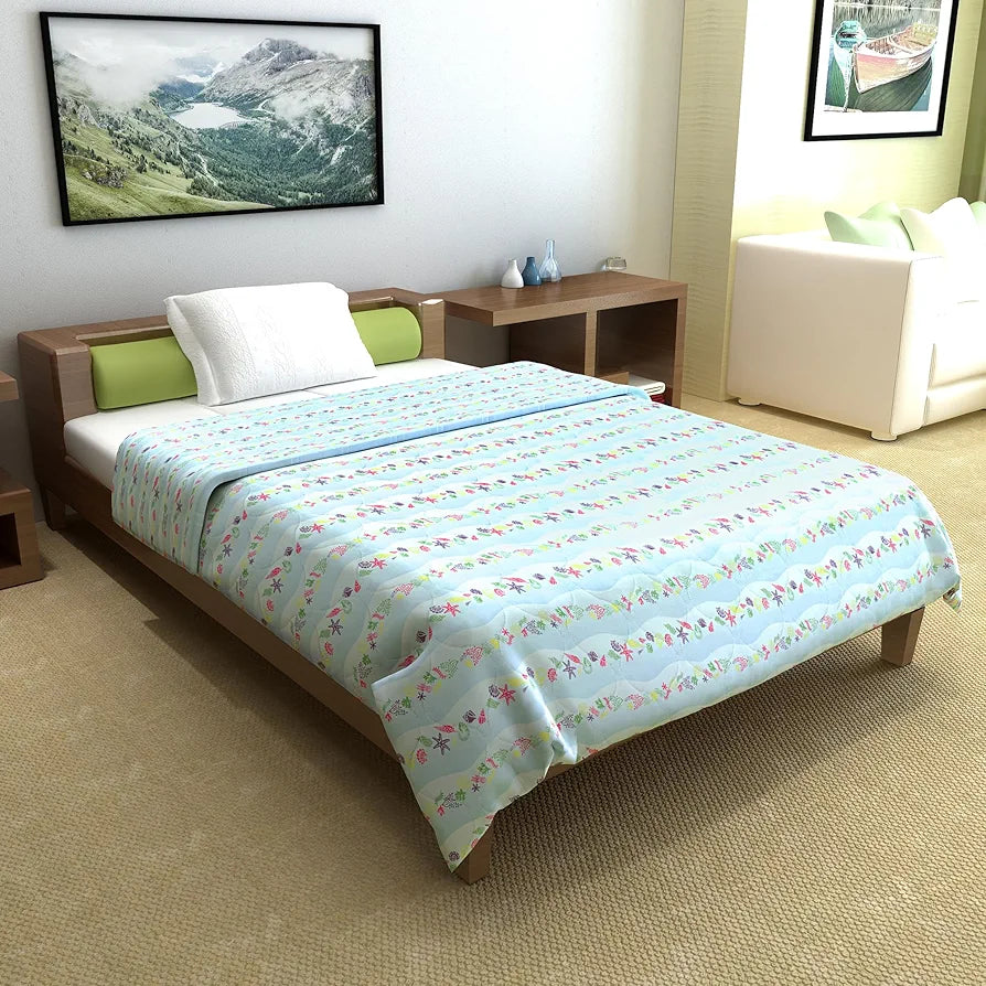 Divine Casa 120 GSM Cotton Single Bed Comforter Soft & Lightweight Reversible All-Season Blanket Colour Cosmic Sky