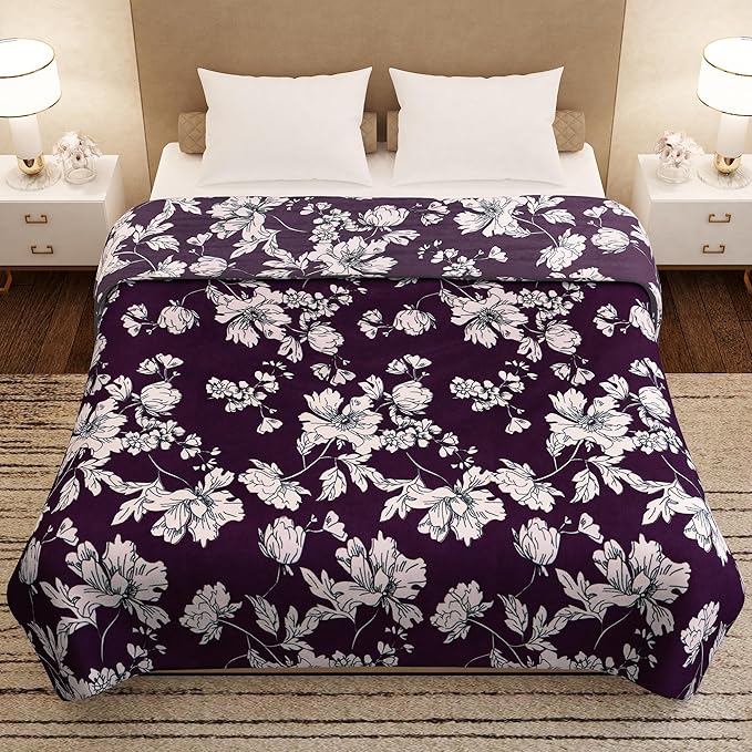 Story@Home Polyester All-Season AC Double Size Finley Blanket Colour Wine