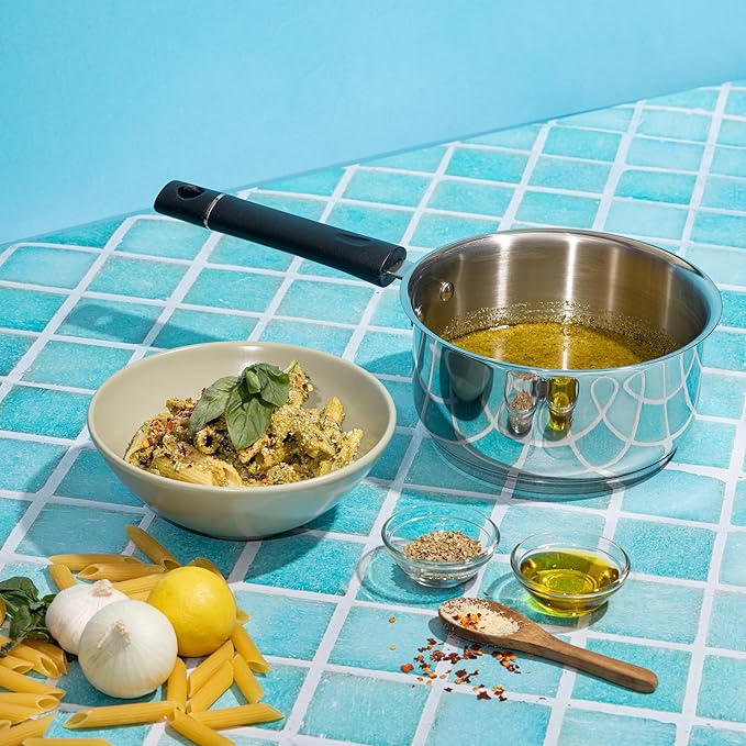 Vinod Tivoli Heavy Guage Stainless Steel Saucepan - 1.5 Litre (16cm) | SAS Bottom | 2 Layer Extra Thick Aluminum Core