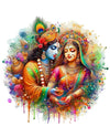 Rng Graphics Pvc Vinyl Krishna Wall Sticker Radha Krishna Wall Stickers Multicolor 48cm X 48cm DW-136L
