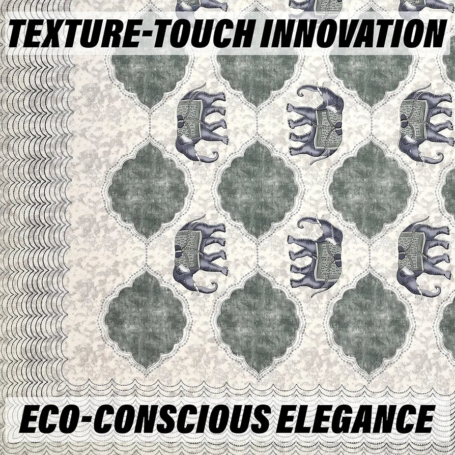 Kuber Industries Double Bedsheet with 2 Pillow Covers 186 TC Premium Cotton Hotels Embroidery Elephant Gray