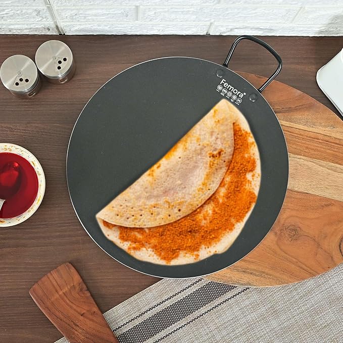 Femora Foged Die Cast Aluminium Non Stick 30 Cm Dosa Tawa With Handle | Granite Finish | Induction & Gas Ready