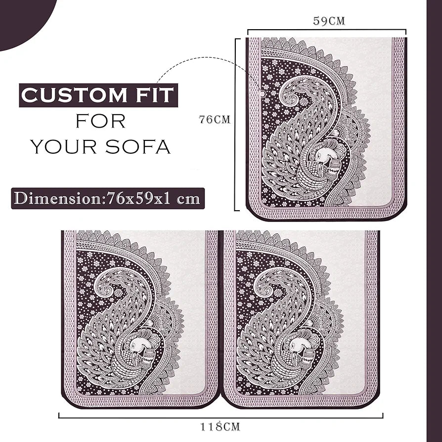 Kuber Industries Sofa Cover Net 2+1+1 Seater Sofa Slip Cover Set Mor Digital-837 Purple