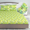 Divine Casa 144 TC 100% Cotton Floral Green Cotton Lightweight King Size Bedsheet with Elastic Fitted Colour Lime Punch