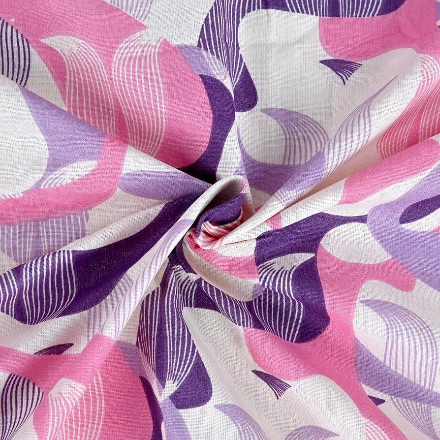 Divine Casa 144 TC Pure Cotton Double Bed Bedsheet with 2 Pillow Covers Orchid Bloom Colour Purple Pink