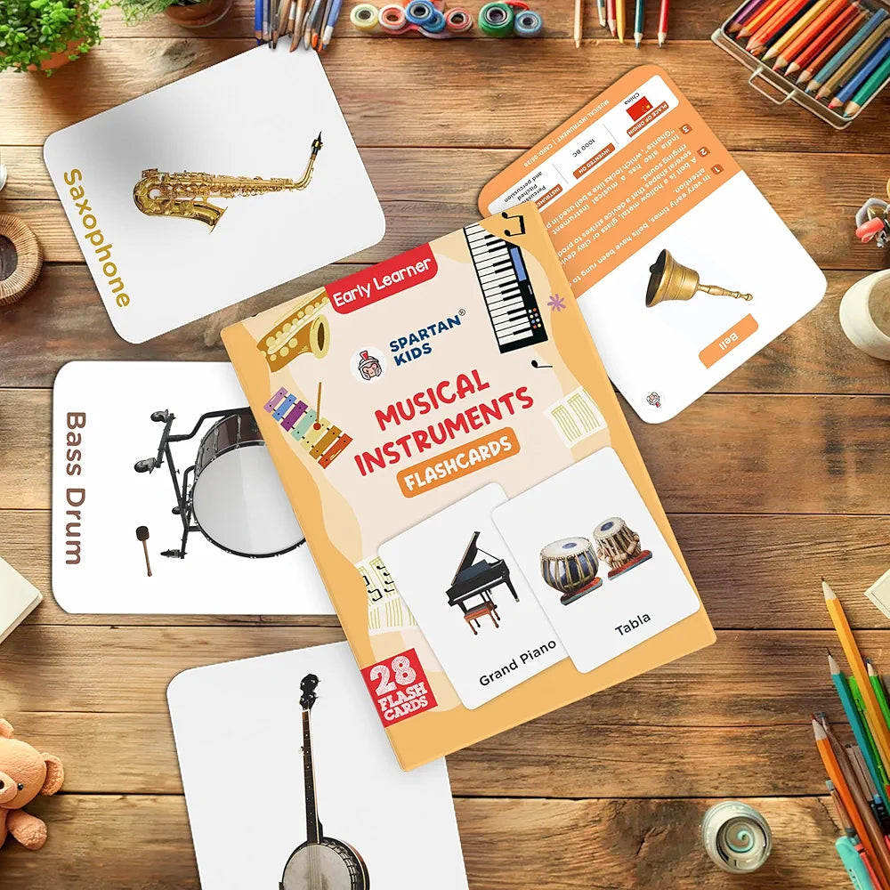 SPARTAN KIDS® Musical Flash Cards for Kids | 28 Early Learning Flash Cards Easy & Fun Way of Learning 1 Year to 6 Years Babies