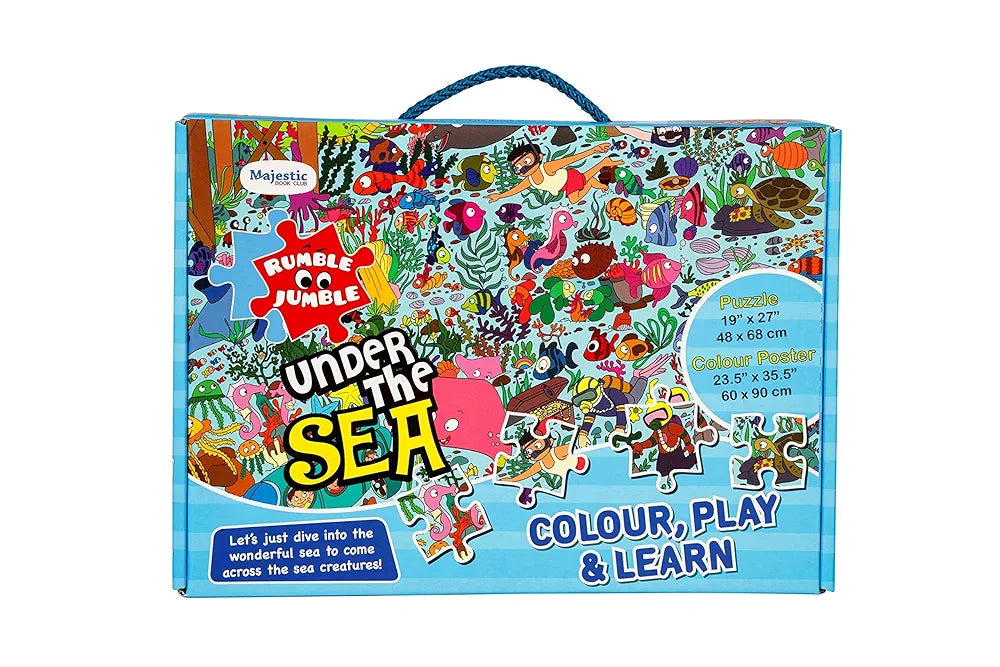 THE BOOK TREE Under The Sea Fun And Educational Floor Puzzle By Majestic Book Club, Package Includes A Big Size Colouring Poster And Jigsaw Puzzle Packed In A Beautiful Box For Kid