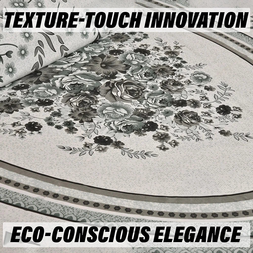 Kuber Industries Double Bedsheet with 2 Pillow Covers 160 TC Premium Cotton Kaleen Flower Green