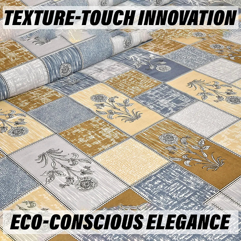 Kuber Industries Double Bedsheet with 2 Pillow Covers 160 TC Premium Cotton Gray & Yellow