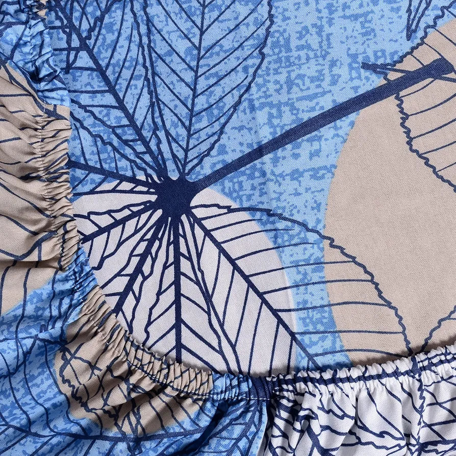 Divine Casa 144 TC Cotton Fitted Bedsheet for Double Bed with 2 Pillow Covers Colour Lichen Blue Elastic Fit for Queen Size Bed